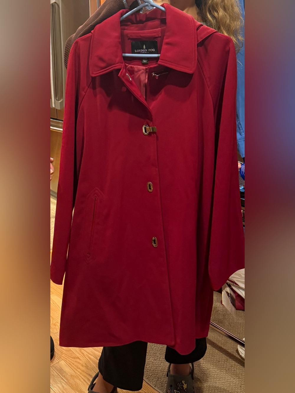 London Fog Red Trench Coat Size Large NWT